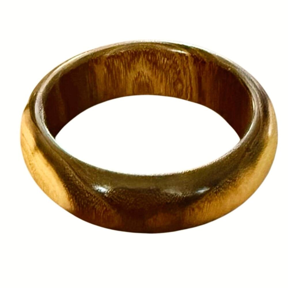 Vintage Polished Wood Bangle Bracelet (2.5” Interior)